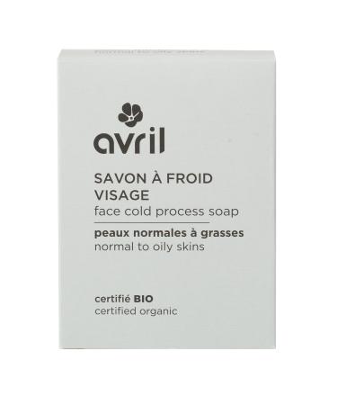 Avril - Organic Cold Process Face Soap - Normal to Oily Skin - 100% Natural - With Vegetable Oils - Vegan, Ecocert Organic Certified - Handmade in France - 100g