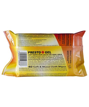 Presto Gel Natural Hemorrhoids Treatment - 40 Flushable Cloth Wipes for Maximum Relief - Buy Online on GoSupps.com