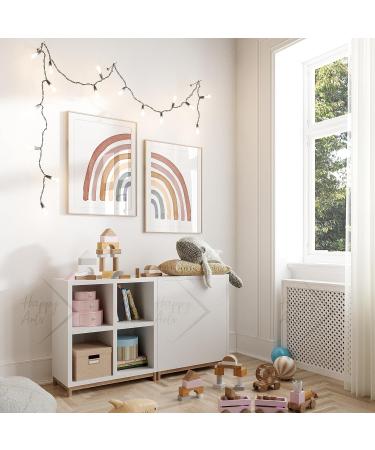 Happyarts A4 Poster Set - Hand-Painted Boho Sun Rainbow & Cloud Decor for Kids' Room | Perfect Baby Room Wall Art - Buy Online on GoSupps.com