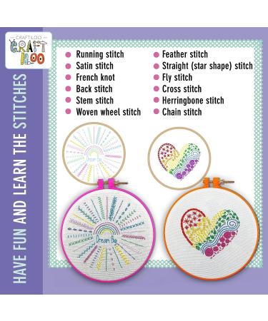 CRAFTILOO 10 Pre-Stamped Embroidery Patterns Kit for Kids - Perfect for Ages 7-13 - Buy Online on GoSupps.com