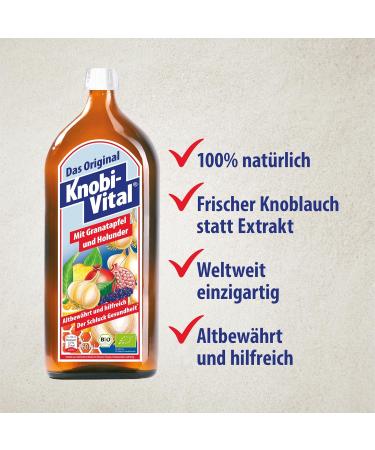KnobiVital with pomegranate and elderberry organic 2 x 960 ml highly concentrated garlic juice with thiamine for energy nerves and heart natural and without additives set of 2 05 ml 2er Pack - Buy Online on GoSupps.com