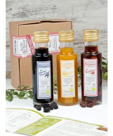 Direct & Friendly Organic Gift Set: Tasting Set of 3x100ml Organic Balsamic Vinegars - Mango Currant Raspberry - Perfect for Gifting & Gourmet Cooking - Buy Online on GoSupps.com