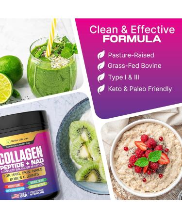 BETTER LIFE LAB Hydrolyzed Collagen Peptides with NAD Supports Hair, Skin, Nails, Joints & Bones Type I & III Collagen Grass-Fed, Unflavored Powder - Buy Online on GoSupps.com