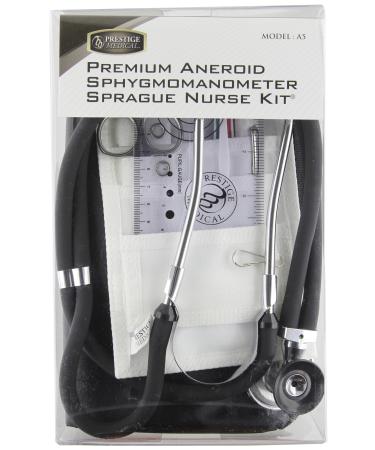 NCD Medical/Prestige Medical Set with Aneroid Manometer and Dual Head Stethoscope Black