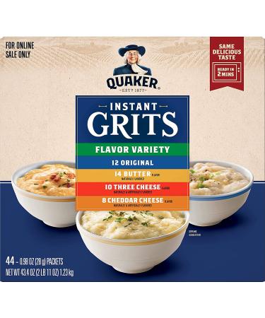 Quaker Instant Grits Variety Pack - 44 Pack, 4 Flavors, 0.98oz Packets - Buy Online on GoSupps.com