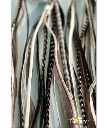 Grizzly Extensions Clip-In Feather Extensions - Black & White for Blonde Hair | Premium Quality & Easy Application - Buy Online on GoSupps.com