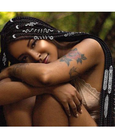 Dreadlocks Jewelry Set - 58 Pieces Pirate Beard Tube Beads, Swirl Filigree Cuff Rings, Hair Decoration - Silver Dread Locs Accessories - Buy Online on GoSupps.com