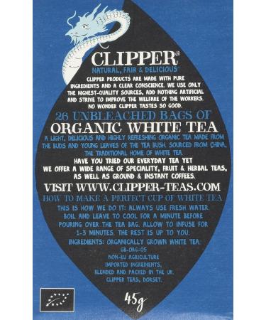Clipper Organic White Tea - 26 Teabags (45g) - Buy Online on GoSupps.com