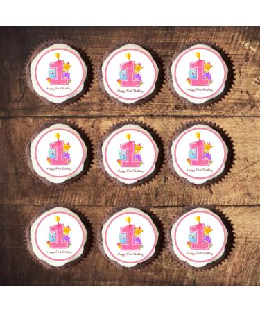 24 1st Birthday Cake Decorations Pink Edible Cake Decorations Happy Birthday Cupcake Toppers 1st Birthday Party Girls Cupcake Decorations Pink Cake Decorations Fairy Cake Topper Edible Paper - Buy Online on GoSupps.com