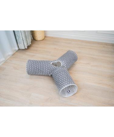 Collapsible Cat Tunnel Toy - 3-Way Play Fun for Cats, Rabbits, Kittens - Gray Arrow Design - Buy Online on GoSupps.com