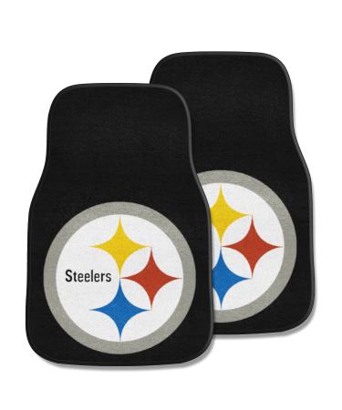 FANMATS NFL Unisex-Adult Front Carpet Car Mat Set - 2 Pieces Pittsburgh Steelers 17"x27" Team Color