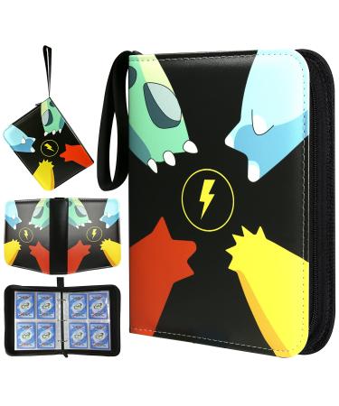 CUKSMFAU Card Binder Compatible with Pokemon Cards Holder,4-Pocket Portable Card Collector Album Holder Book Fits 400 Cards with 50 Removable Sleeves,Trading Card Binder Card Collector Binder Holder 400 Pockets Four Paws