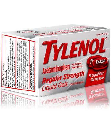 Tylenol Regular Strength Liquid Gels 325mg Acetaminophen Pain Reliever - 20 ct - Buy Online on GoSupps.com