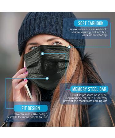 Buy SereneLife 50 Count Disposable Face Masks | Breathable 3-Ply Black Masks for Adults | Comfortable Non-Woven Fabric | Daily Use & Easy Disposal - Buy Online on GoSupps.com