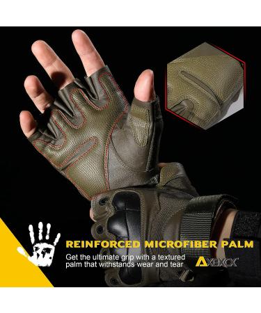 AXBXCX Half Finger Tactical Gloves Fingerless Gloves for Men Green Large - Buy Online on GoSupps.com