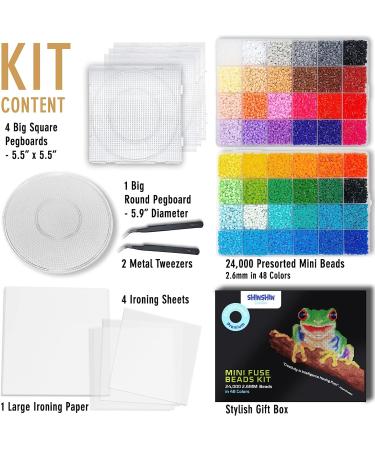 24,000 Mini Fuse Beads Kit - 48 Colors - 5 Pegboards & Tweezers - Compatible with Hama & Perler Beads - Craft Beads Bulk Set - Buy Online on GoSupps.com
