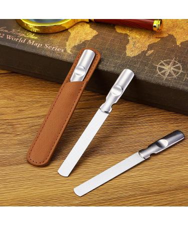 3-Piece Stainless Steel Nail File Set with Leather Case - Double Sided Heavy Duty Manicure Tools in Brown Sheath - Buy Online on GoSupps.com