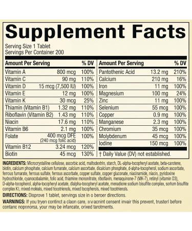 Men Multivitamin Tablets 200 Count Multivitamin for Men Iron-Free Mens Vitamins Multivitamin Daily Multi Vitamin Men Formula - Buy Online on GoSupps.com