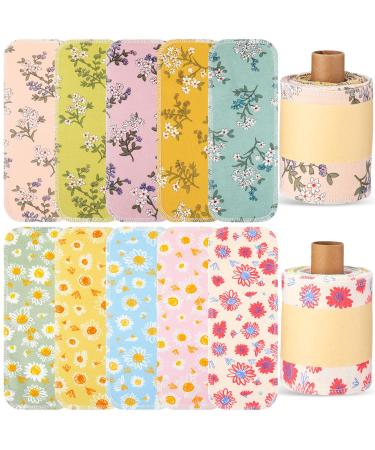 Vitalcozy reusable toilet towels washable bidet towels wipeable paperless towels roll absorbent cotton towels paper towels for kitchen paperless tea towels simple flower