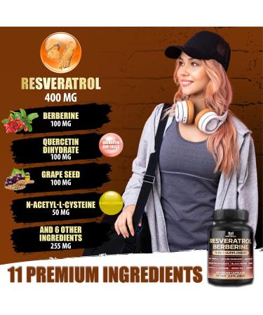 BMVINVOL Resveratrol Supplement | Berberine Quercetin Grape N-Acetyl Cysteine NAD Supplement for Antioxidant & Anti-Aging Support - Buy Online on GoSupps.com