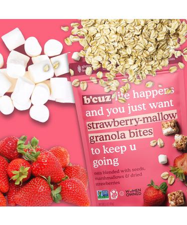 B'cuz Granola Bites 3 oz Strawberry-Mallow - Gluten Free & Healthy Snack for Adults and Kids - Vegan & Kosher - Pack of 4 - Buy Online on GoSupps.com