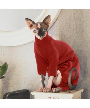 Hjyokuso Sphynx Cat Clothing | Breathable Soft Cat Sweater & Warm Catwear for Sphynx Cornish Rex Devon Rex Peterbald - XL Red - Buy Online on GoSupps.com