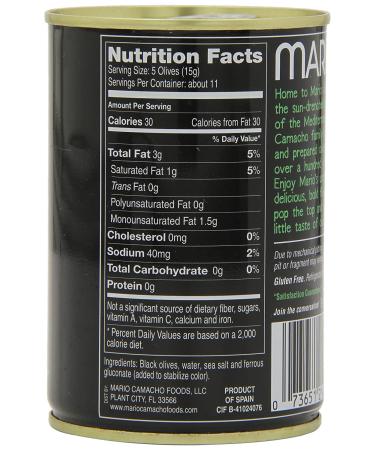 Mario Camacho Foods Low Sodium Black Olives - 6.0oz Medium Pitted, Pack of 12 - Buy Online on GoSupps.com