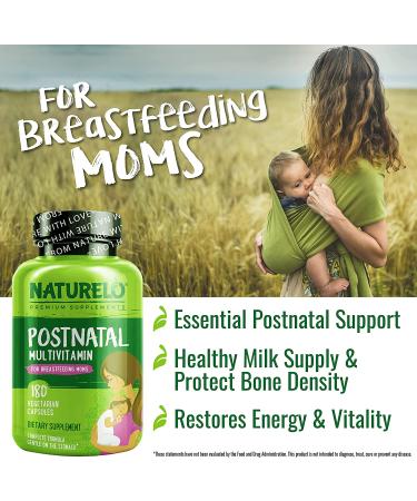 NATURELO Postnatal Multivitamin for Breastfeeding Women | Whole Food Supplement - 180 Caps - Buy Online on GoSupps.com