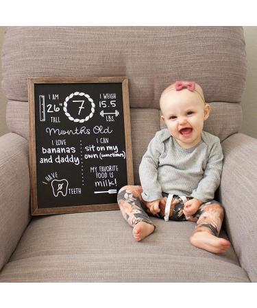 Wood Framed Baby Monthly Milestone Chalkboard | Reusable 12x16 Baby Calendar Board - Buy Online on GoSupps.com