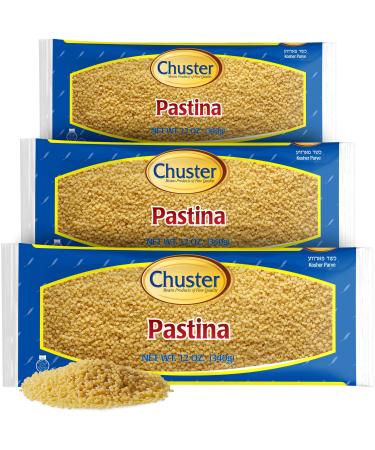 Chuster Pastina Pasta Stars  Kosher Enriched Pastina Noodles Made From Durum Wheat Semolina  Non-GMO Gourmet Mac Pasta No Eggs, Sodium, Cholesterol  Cooks in 6-7 Minutes  12 Ounces, 3 Pack