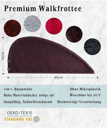 Kirman Premium Haarurban Towel Set - 2 Quick-Drying 100% Cotton Turban Towels for Short & Long Hair (Brown) - Ideal Hair Care Solution - Buy Online on GoSupps.com