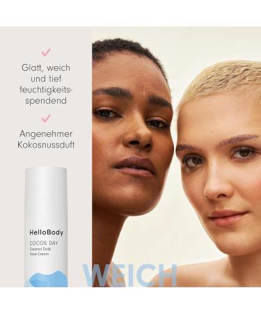 HelloBody COCOS DAY Moisturizing Day Cream (50 ml) Face cream with sweet almond and coconut oil Strengthens the skin barrier and prevents impurities - Buy Online on GoSupps.com