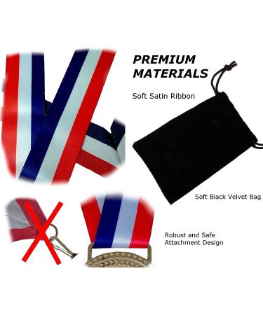 Gold Silver Bronze Medals for 1st 2nd 3rd Place Trophy Awards  Bright or Antique Finish with Attached Red White Blue Satin Ribbon - Sold Separately Antique Gold - Buy Online on GoSupps.com