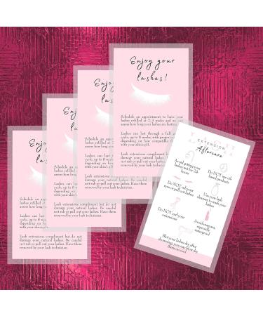 Lash Extension Aftercare Cards | 50 Pack Business Card Size 3.5x2 | Eyelash Extension Supplies in White & Light Pink Design - Boutique Marketing LLC - Buy Online on GoSupps.com