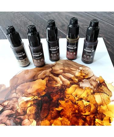 Pixiss Browns Alcohol Inks Set - 5 Highly Saturated Brown Inks for Resin Art & Crafts - Buy Online on GoSupps.com
