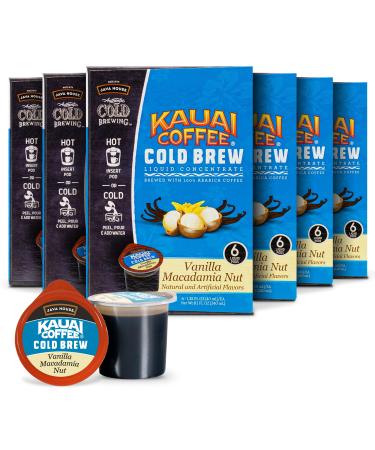 JAVA HOUSE Cold Brew Coffee, Kauai Vanilla Macadamia Nut, Enjoy Hot or Iced, K Cup Coffee Concentrate Liquid Pods (36 Count) Kauai Vanilla Macadamia Nut 1.35 Fl Oz (Pack of 36)
