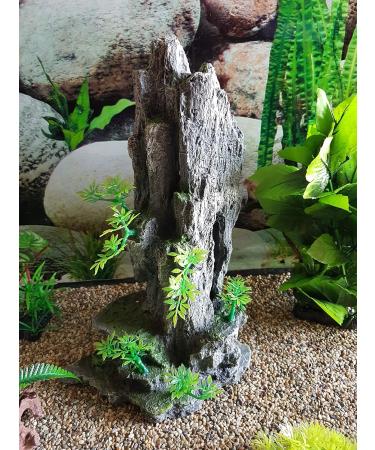 Aquariumh2o Rock Peak With Plants Aquarium Ornament for aquariums and fishtanks decor - Buy Online on GoSupps.com