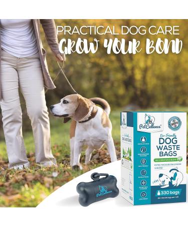 PetCellence Biodegradable Dog Poo Bags - 330 Poop Bags / 22 Rolls - Cornstarch Blend Extra Thick & Strong 100% Leak Proof with Poo Bag Dispenser Black 330 count (Pack of 1) - Buy Online on GoSupps.com