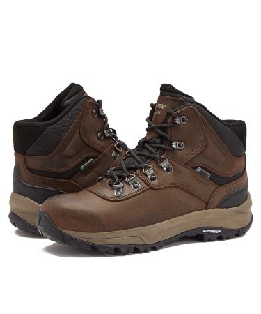 HI-TEC Altitude VI I WP Leather Waterproof Men's Hiking Boots Upgraded New 2022 Model with High Performance Michelin Rubber Outsoles for Trail and Backpacking 10.5 X-Wide Dark Brown Tan