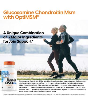 Doctor's Best Glucosamine Chondroitin MSM Capsules - Joint Support, Non-GMO, Gluten Free, 240 Count - Buy Online on GoSupps.com