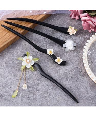 HINZIC 4 Pcs Chinese Japanese Style Hair Sticks - Vintage Wooden Hair Accessories for Buns and Updos - Buy Online on GoSupps.com