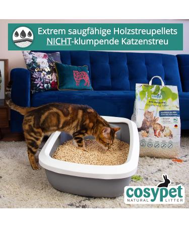 Cosypet 100% Organic Animal Bedding Pellets for Rabbits Hamsters Rodents Birds & Cats Ultra Absorbent & Odor Control - 5 kg (10 L) Wood Litter - Buy Online on GoSupps.com