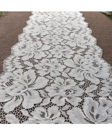 5 Yards Olive Lace 9.5 Inches Wide Stretchy Lace for Bridal Wedding Decorations - Sewing DIY Crafts (7024 White) - Buy Online on GoSupps.com
