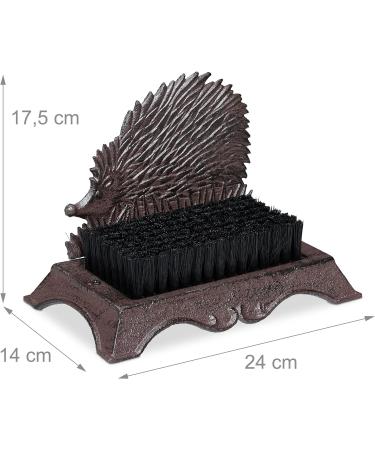 Relaxdays Cast Iron Shoe Brush Hard Bristles Antique Outdoor Boot Scraper Hedgehog Design Coir Brown/Bronze/Copper 17.5 x 24 x 14cm Brown / Bronze / Copper - Buy Online on GoSupps.com