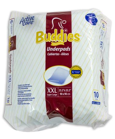 Extra Large Chux Pads 35.5 x 35.5 Inch Disposable - Overnight Incontinence Waterproof Underpad for Seniors, Adult, Child, or Pets by Buddies 10