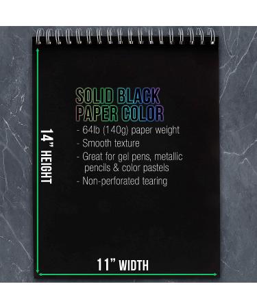 U.S. Art Supply 11x14 Premium Black Sketch Pad, 2 Pack - 30 Sheets Each, Spiral Bound Drawing Paper for Colored Pencils, Gel Pens, Oil Pastels - 64lb Heavyweight Paper (140gsm) - Buy Online on GoSupps.com