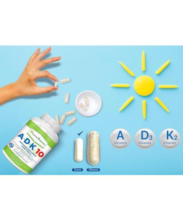 Power By Naturals ADK 10 - Vitamin A D3 10000 IU with K2 MK-7 Supplement - Bone, Heart, and Immune Health Booster - 90 Pills - Buy Online on GoSupps.com