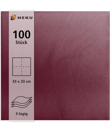 HEKU 100 Monochrome Napkins - 3-Layer 33x33cm | Highly Absorbent & Stylish Bordeaux | Uniform Quality for Events & Gastronomy | Practical 5-Pack - Buy Online on GoSupps.com