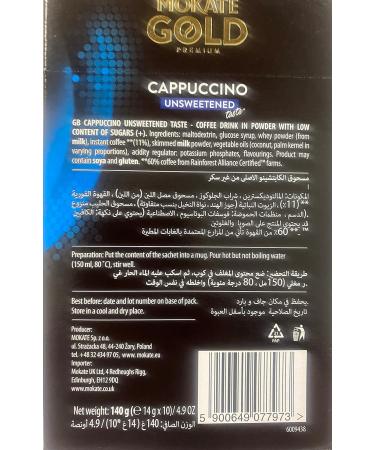 Mokate Gold Premium Cappuccino Unsweetened Flavour Powder 6 Pack x 10 sachets - Buy Online on GoSupps.com