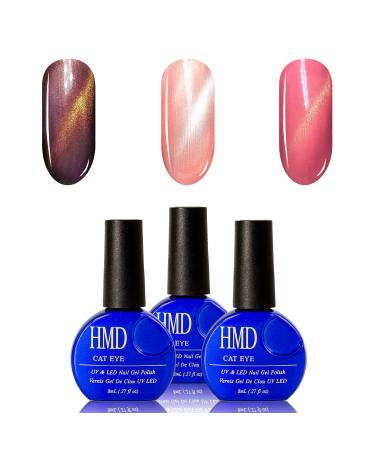 Canada HMD Soak Off UV LED Super 3D Cateye Gel Polish (3 Colors Value Package)